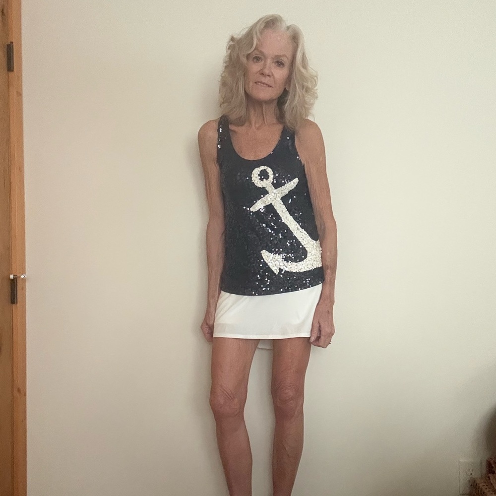 J. Crew Dark Blue Sequin Anchor Tank Top